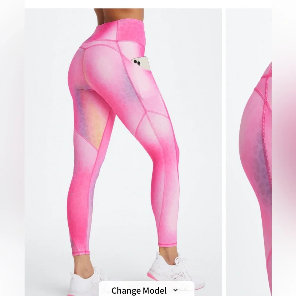 Fabletics Pink Ombre Leggings & Sports Bra Set